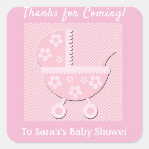 Gracias por venir Pegatina de Baby Shower rosado