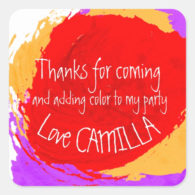 Gracias por venir pegatinas de pintura fiesta (Anverso)