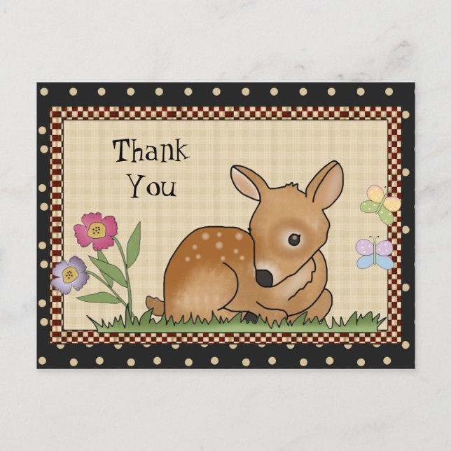 Gracias postal de Deer personalizado (Anverso)