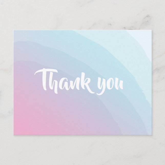 Gracias Postales Azul Pink de acuarela (Anverso)