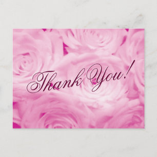Gracias postales bodas con flores rosadas