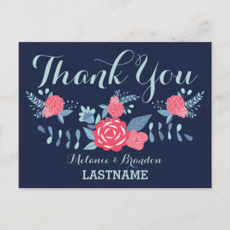 Gracias postales Boho boda marina y rosa