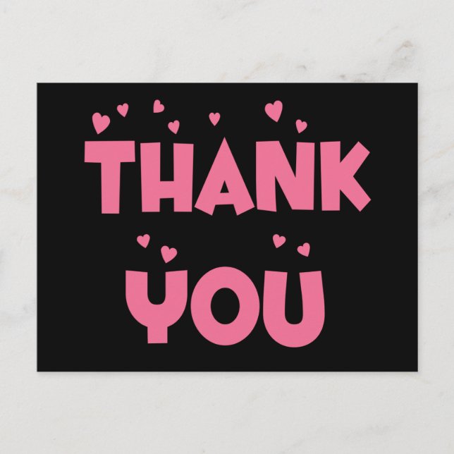 Gracias Postales De Corazón Negro Y Rosa (Anverso)