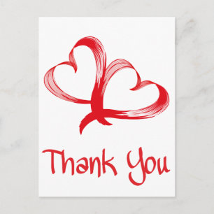 Gracias Postales De Doble Corazón Rojo Y Blanco