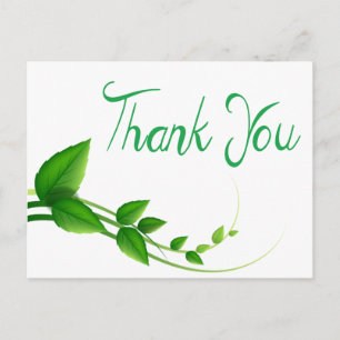Gracias Postales De Naturaleza Verde Y Hoja Blanca