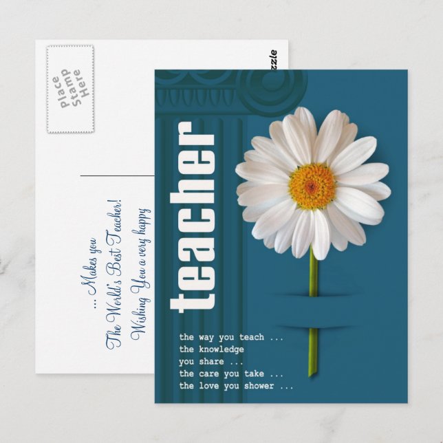 Gracias Profesor. Postales de diseño de margarita (Anverso / Reverso)