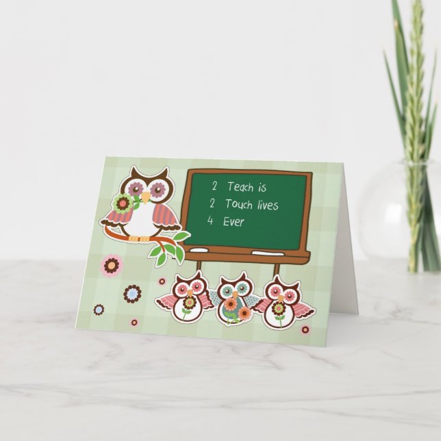 Gracias, Profesor. Tarjetas de búhos divertidas (Anverso)