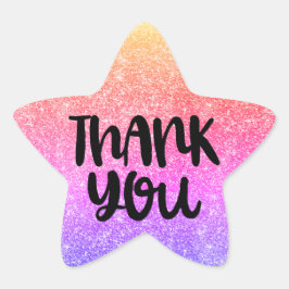 Gracias purpurina estrella pegatina pastel