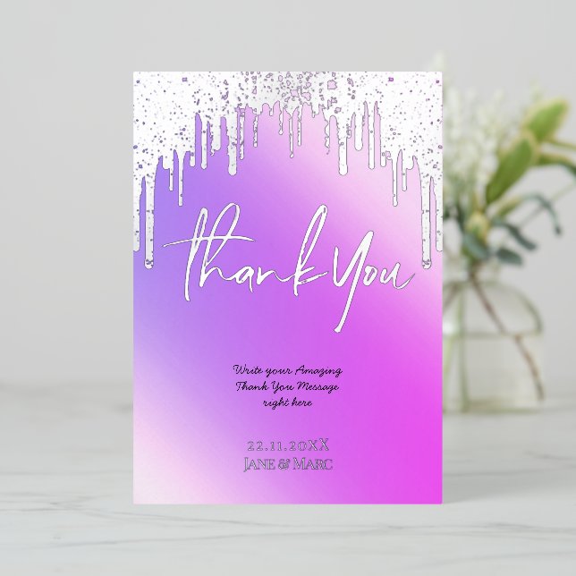 Gracias Purpurina holográfico perfora tarjetas de  (Anverso de pie)