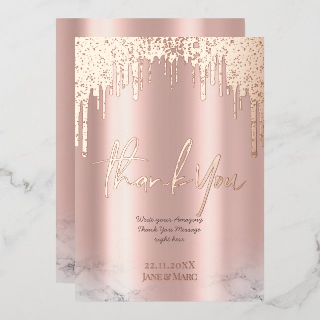 Gracias Purpurina Rosegold Dris Tarjetas de Reliev (Anverso/Reverso)