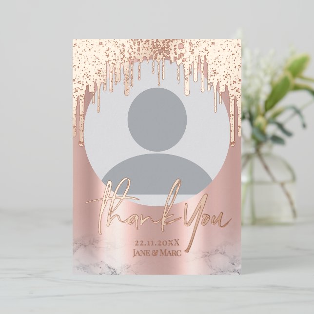 Gracias Purpurina Rosegold Dris Tarjetas de Reliev (Anverso de pie)