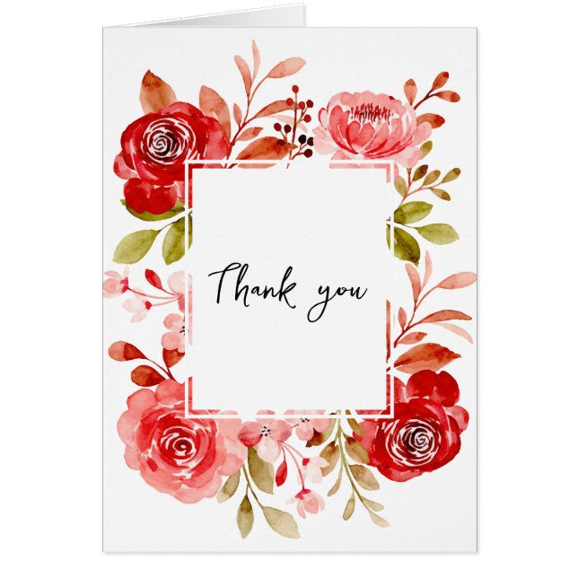 Gracias Red Rose Pony Peony Floral Frame Card (Frente)