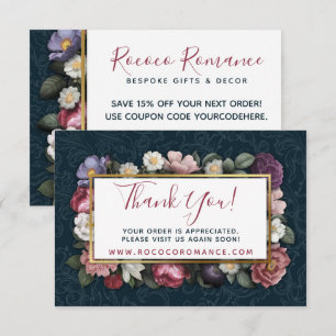 Gracias Rococó Damask & Tarjeta Floral Elegante