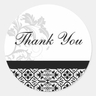 Gracias Sello - Boda Damasco en blanco y negro