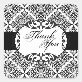 Gracias Sello - Boda Damasco en blanco y negro