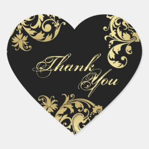 Gracias Sello - Boda de Swirl Floral Black & Gold