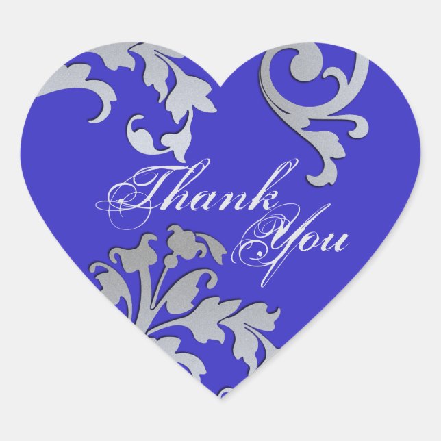 Gracias Sello - Boda floral azul y plateado (Anverso)