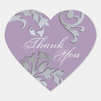 Gracias Sello - Boda floral morado y plateado