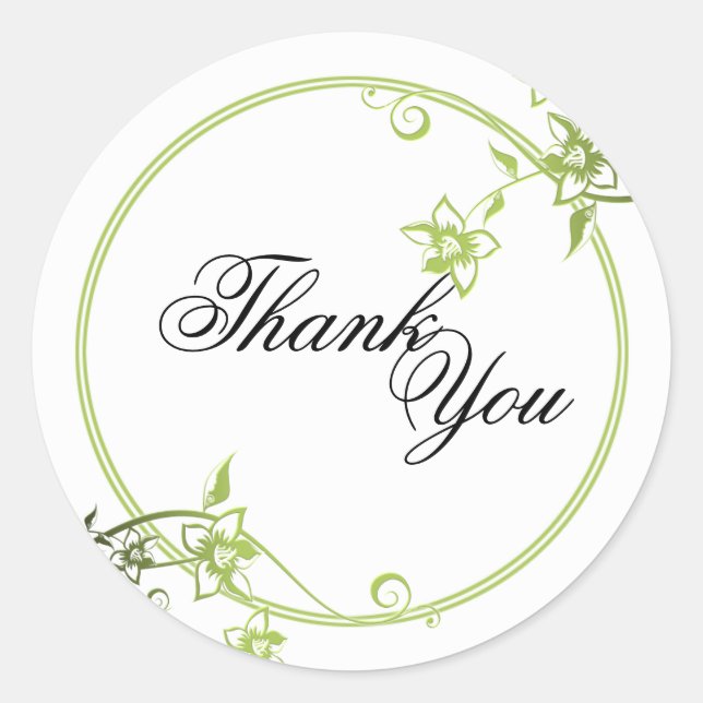 Gracias Sello - Boda Floral Verde y Blanco (Anverso)