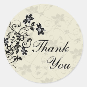 Gracias Sello - Floral blanca y negra