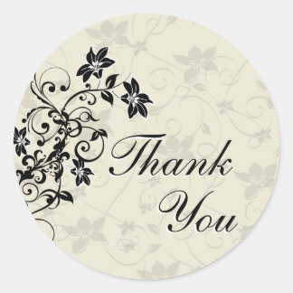 Gracias Sello - Floral blanca y negra