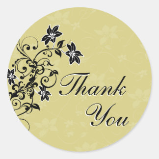 Gracias Sello - Floral de oro y negro