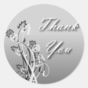Gracias Sello - Floral plateada, negra y blanca