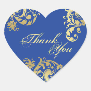 Gracias Sello - Royal Blue & Gold Floral Boda
