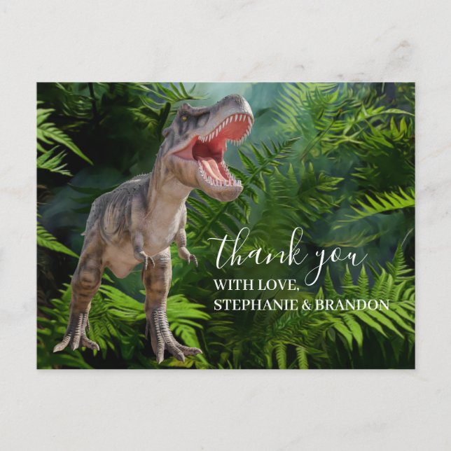 Gracias, selva de dinosaurios, tarjeta postal mund (Anverso)