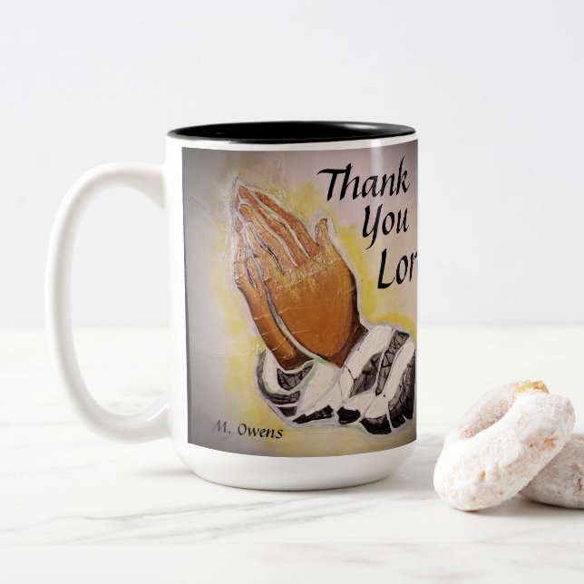 "Gracias Señor". Taza blanca clásica (Con donut)