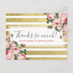 Gracias Shabby Chic Rosas Vintage y Tarjeta Dorada
