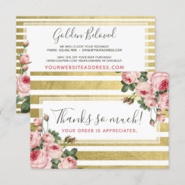 Gracias Shabby Chic Vintage Rosas y tarjeta de oro