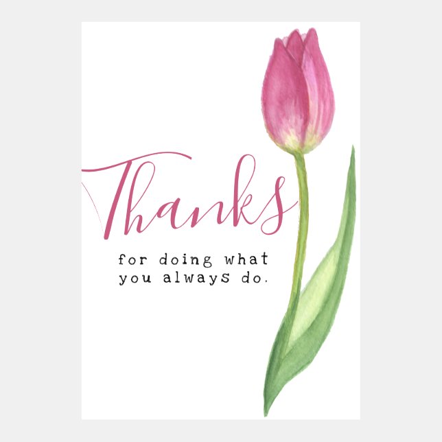 Gracias simple con tulipán rosado (Anverso)