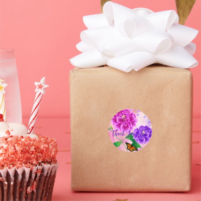 Gracias simple pegatina de envoltura de regalo flo (Fiesta)