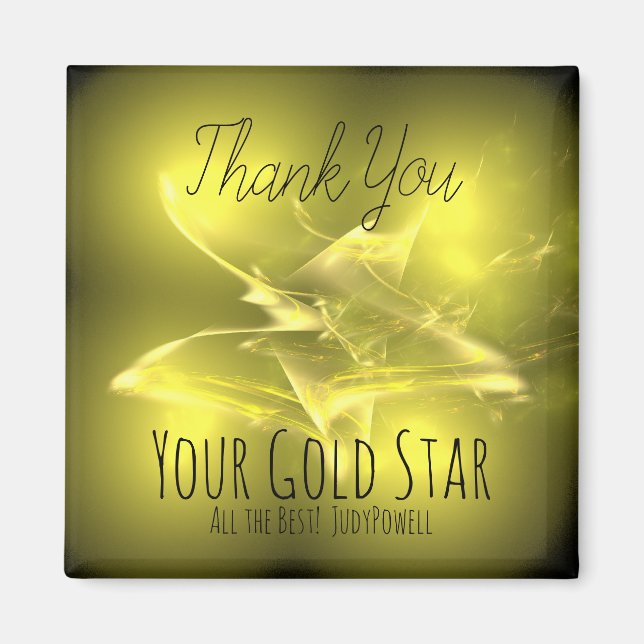 Gracias - Su imán Gold Star Frig con mensaje (Frente)