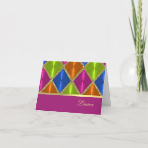 Gracias Tarjeta Azul Rosa Verde Naranja Diamantes