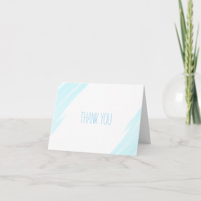 Gracias tarjeta Baby Shower Blue Watercolor (Anverso)