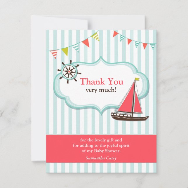 Gracias tarjeta Baby Shower de navegación (Anverso)