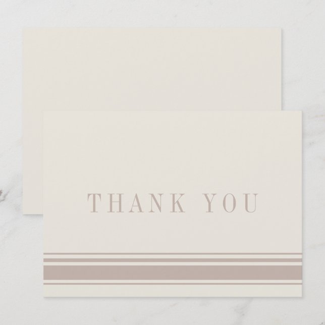 Gracias Tarjeta Beige Tan Brown Tradicional (Anverso / Reverso)