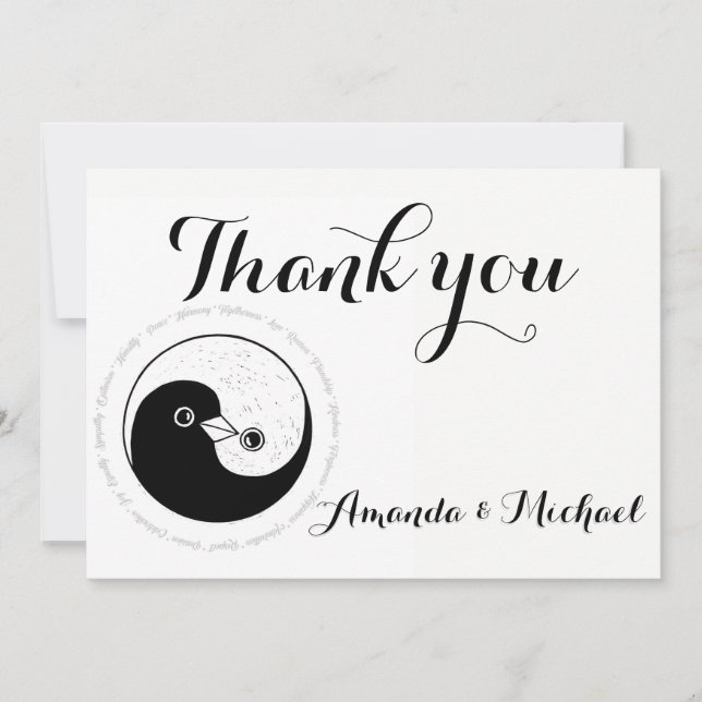 GRACIAS TARJETA BODA de YinYang doves Harmony (Anverso)