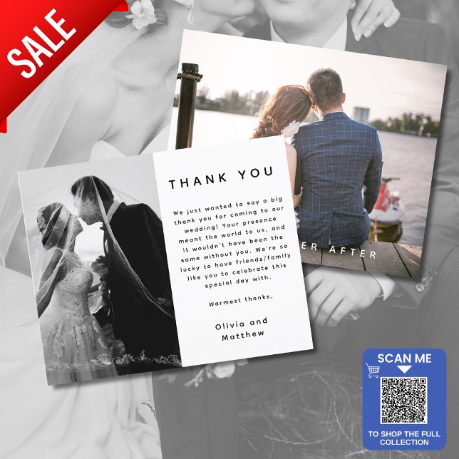 Gracias tarjeta con foto y texto a ambos lados (TRANSFER to a FLAT CARD (5x7) Invitation to access a digital download version)