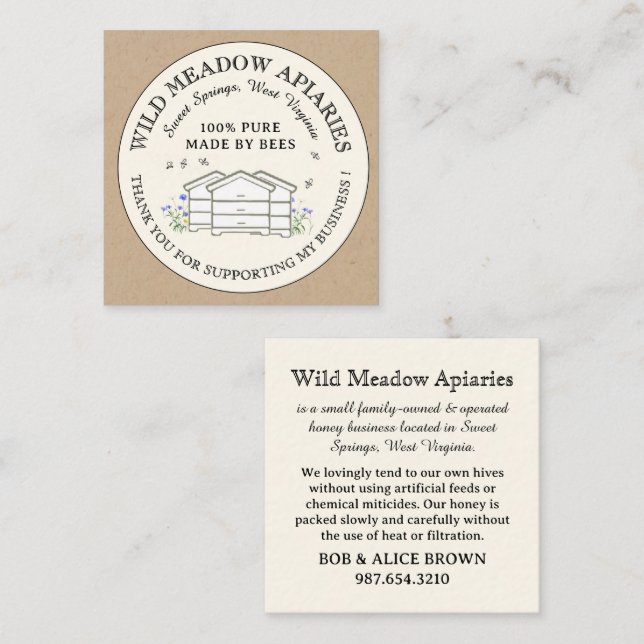 Gracias tarjeta de 2,5" x 2,5" Fiebre de miel (Anverso / Reverso)