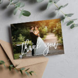 GRACIAS | Tarjeta de agradecimiento al boda de tex<br><div class="desc">diseño de guiones de brocha con temática de país con una hermosa foto del nuevo señor y señora La imagen,  así como los colores y el texto pueden ser personalizados.</div>