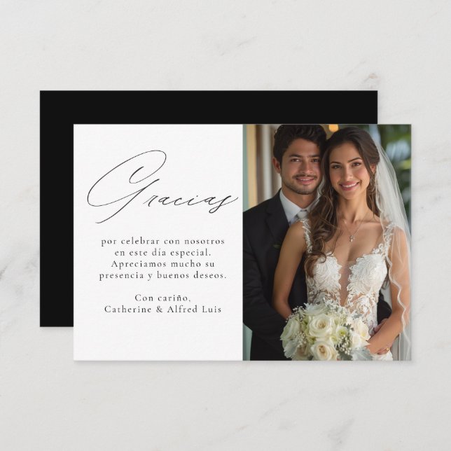 Gracias Tarjeta de agradecimiento de boda (Anverso / Reverso)