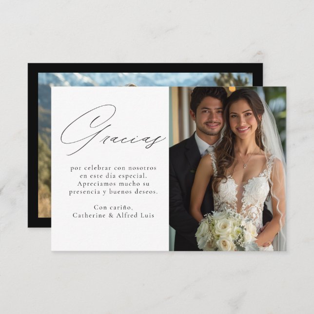 Gracias Tarjeta de agradecimiento de boda (Anverso / Reverso)
