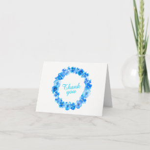 Gracias tarjeta de arte azul pansy wreath