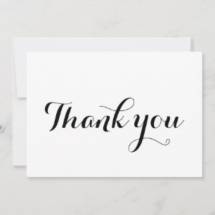 Gracias tarjeta de caligrafía elegante en blanco n
