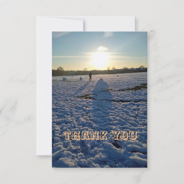 Gracias tarjeta de escena de invierno (Anverso)