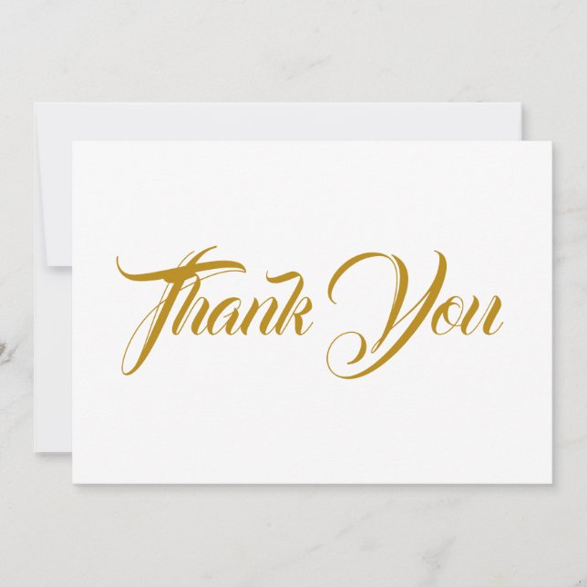 Gracias tarjeta de escritura elegante dorada oscur (Anverso)