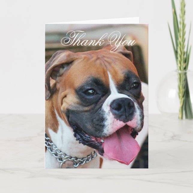 Gracias tarjeta de felicitación de perro Boxer (Anverso)